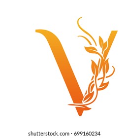 Vector Flourish Orange Letter V Logo