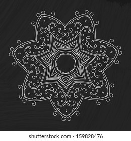 Vector flourish pattern. Chalk board with floral ornament. Doodle background.