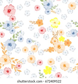 Vector flourish pattern. Seamless floral background for wrapping, textile, wallpaper. Decorative tile. Summer print.