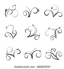 Vector flourishes and swirls collection. Decorative elements for design in vintage style.