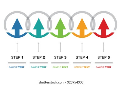 Vector Flow Chart Template, With Color Arrows