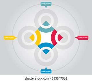 Vector flow chart template, with color arrows