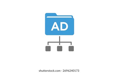 Vetor de fluxograma da rede de diretórios. Ícone do Ative Diretory do AD. Símbolo da tecnologia de diretórios ativos