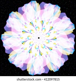 Vector flower Abstract floral on black 