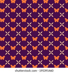 vector flower abstract pattern background with butterfly 