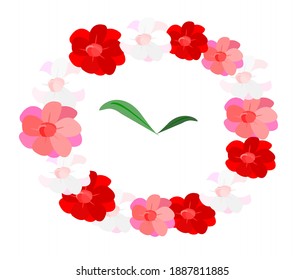 Vector flower Arranged in a clock shape. Illustration bloom vintage style on white isolated background.