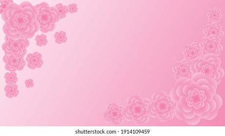 Vector flower arrangement background with Nice pink color. Beautiful Falling 3d Petals Wedding Frames. Flower Illustration. Valentine, Mother's Day, Beautiful Cherry Blossoms Isolated on Roses