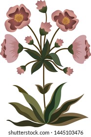 Vector flower art with leafs 