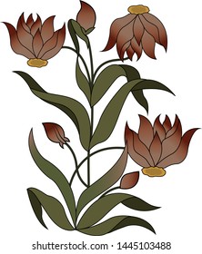 Vector flower art with leafs 