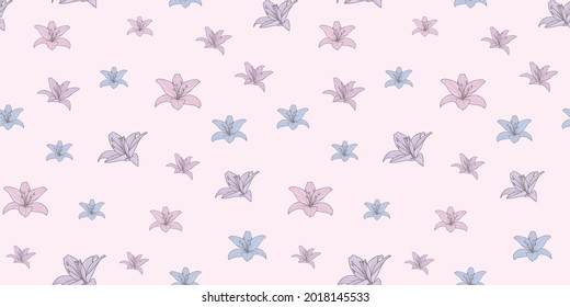 Vector flower background, calla lily pattern design, seamless repeat pattern tile, floral background.