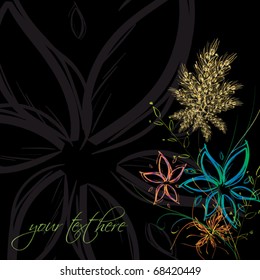 Vector flower background / card with hand drawn flowers