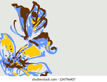   VECTOR Flower background for design with butterflies