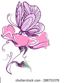  VECTOR    Flower background for design with tulip 
