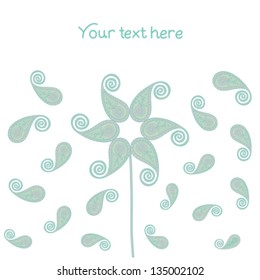 Vector flower background, greeting card. Flower petals on a wind. Template design can be used for packaging, bag template, print for packet, cup.