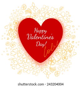 Vector flower background with heart. Valentines day card.