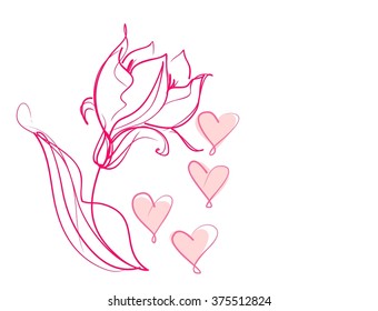 VECTOR  Flower background with heart for Valentine's day  
