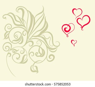 VECTOR  Flower background with heart to the Valentine's day  