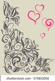 VECTOR  Flower background with heart to the Valentine's day  