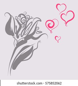 VECTOR  Flower background with heart to the Valentine's day  