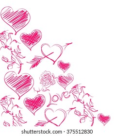 VECTOR  Flower background with hearts for Valentine's day  

