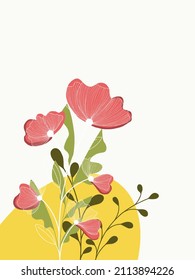 Vector flower background isolated red yellow