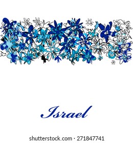 Vector flower background in Israel flag concept