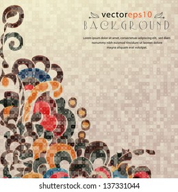 Vector flower background in retro-style