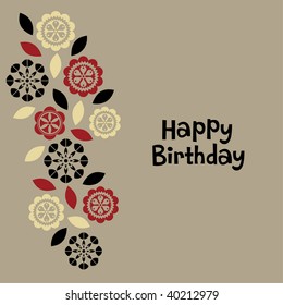 tarjeta de cumpleaños de flor vectorial