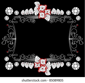 vector flower black background. Floral silhouette vector