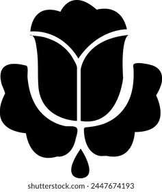 vector flower, black color, white background, vector illustration