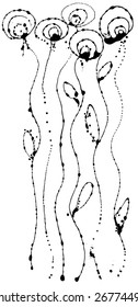Vector flower of black-and-white ink strokes