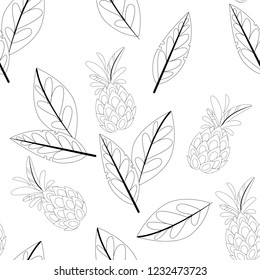 Vector flower black-white pattern. Seamless botanic texture, detailed flowers illustrations. Floral pattern in doodle style, spring floral background.