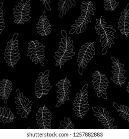 Vector flower black-white pattern. Seamless botanic texture, detailed flowers illustrations. Floral pattern in doodle style, spring floral background.
