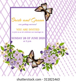 Vector. Flower blossom. Wedding invitation cards with floral elements. Flower vector background.
