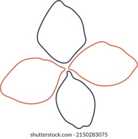 vector flower in blue and orange. Retro style.