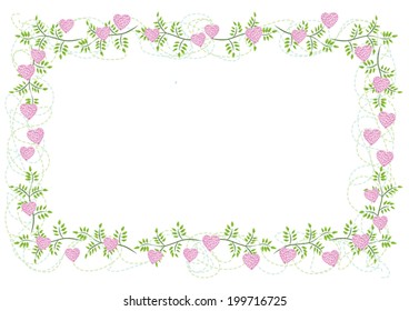 Vector flower border, picture frame with flowers, roses and leaves, Perfect for invitations and gift cards.