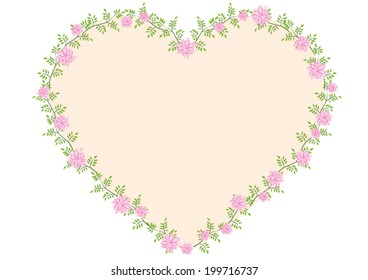 Vector flower border, picture frame with flowers, roses and leaves, Perfect for invitations and gift cards.