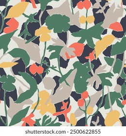 Vector flower botanical illustration seamless repeat pattern digital artwork