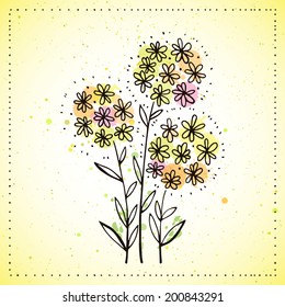 vector flower bouquet decorative design illustration splash background blot abstract paint