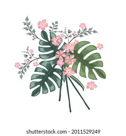 Vector flower bouquet design: Rose motif sketch for design.Wedding vector invite card Watercolor designer element.watercolor flowers. floral illustration, Leaf and buds. Botanic composition.