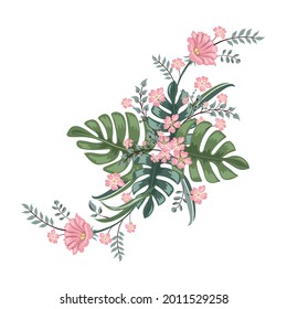 Vector flower bouquet design: Rose motif sketch for design.Wedding vector invite card Watercolor designer element.watercolor flowers. floral illustration, Leaf and buds. Botanic composition.
