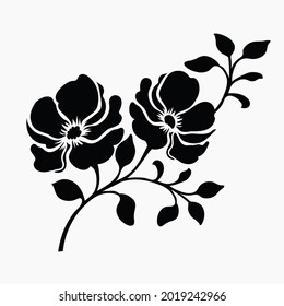 Vector flower bouquet design: Rose motif sketch for design.element mono colur flowers. floral illustration, Leaf and buds. Botanic composition.