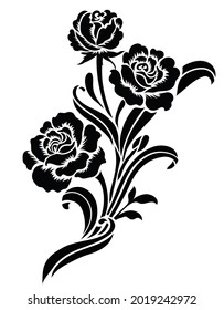 Blumensträuße aus Vektorgrafik: Rose motif Skizze für design.element Mono-farbene Blumen. Blumengrafik, Leaf und Knospen. Botanische Zusammensetzung.