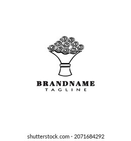 vector flower bouquet logo cartoon icon design template black modern isolated illustration