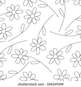Vector flower bouquet monochrome seamless pattern