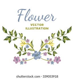 Vector of Flower Bouquets. Blue, violet and yellow wildflowers flowers set. Individual objects Flowers for your design wedding invitations, save the date cards, fabric, wallpaper, scrapbook and etc