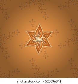 vector flower and branch nad leaves on orange background