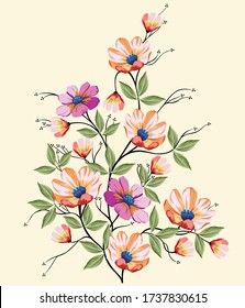 vector flower bunches pattern on background