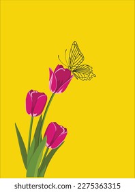 Vektorblume und Schmetterling Notizbuch Tagebuch Cover Design in gelber Farbe . eps