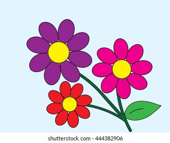 vector of flower cartoon drawing